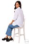 Women's White Oversize Long Basic Shirt with Buttons - 5