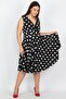 Women's Large Size Black Polka Dot Patterned Wrap Back Waist Elastic Detailed Dress 65n19620 - 3