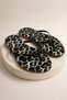 Jelly Women's Patent Leather Black Leopard Patterned Thin Strap Stylish Daily Beach and City Slippers