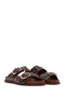 Women's Brown Studded Leather Slippers 26Sfd550818 - 2