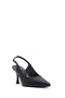 Women's Black Ankle Buckle Printed Thin Heeled Open Back Leather Shoes 26Pfd161126 - 8