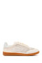 Women's Beige Lace-Up Mesh Suede Leather Sneakers 26Pfd431710