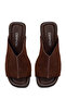 Women's Brown High Thick Heeled Suede Leather Slippers 26Sfd152110 - 5