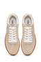 Women's Beige Lace-Up Thick Sole Suede Leather Sneakers 26Pfd431910 - 4