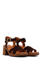 Women's Brown Ankle Buckle Thick Heeled Suede Leather Sandals 26Sfd362210 - 2