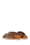 Women's Brown Double Buckle Straw Leather Slippers 25Sfd5506M7 - 5