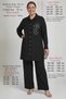 Plus Size Summer Loose Fit Mother's Two-Piece Set with Stone Detail - Light Strawberry Fabric Shirt and Wide-Leg Pants Set