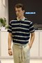 Men's Regular Fit Striped Knitwear Polo Neck T-Shirt Navy Blue - 4