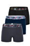 Cotton Lycra Flexible Fabric Printed Colorful Patterned Set of 3 Men's Boxers