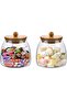 2-PCS Glass Jar Canister with Bamboo Lid - 500 ml Storage Container YK4112 Set of 2