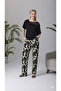 Shoulder Lace Trousers Floral Printed Lycra Pajama Set - 3