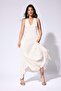 V-Neck Sleeveless Maxi Ecru Dress I0774Ax26Sm - 3