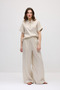 Wide-Leg Elastic Waist Lyocell Trousers - Beige