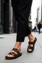 Women's Nubuck Double Strap Flat Sole Sandals Functional Durable Quality Comfortable Aesthetic - 3