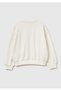 Girl's ecru graphic print ribbed crewneck sweatshirt - 2