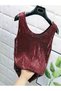 Bordo Parlak Payetli Bluz