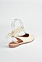 Beige Women's Ballerina Flats with Ankle Straps M726890209 - 6