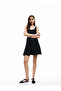 U Neck Sleeveless Stitching Detail Lined Viscose Blend Mini Flared Dress - 2