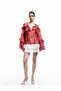 X Melis Ağazat - Long Sleeve Tie Collar Detailed Patterned Ruffle Blouse - 2