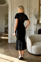 Women's Black Short Sleeve Lined Summer Elegant Lace Dress - 2