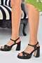 Black Platform Heeled Women's Shoes M404100109 - 5