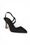 Black Satin Fabric Pointed Toe Women's Heeled Shoes K404910804 - 6