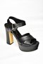 Black Leather Platform Heeled Women's Evening Dress Shoes M348202409 - 8