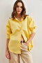 Women's Yellow Hidden Placket Poplin Shirt Gml- 19000867 - 3