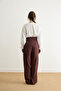 Wide Pleated Linen Trousers Burgundy - 6
