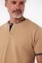 Men's Long Judge Collar Short Sleeve Basic Beige T-Shirt - 2