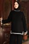 Slit Detailed Knitwear Set Black 6152 - 2