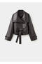 Maxi Flap Detailed Leather-Look Jacket - 3