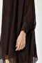Brown Italian Bat Sleeve Lined Long Silk Tunic Blouse 40 - 46 Size - 5