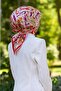 Geometric Pattern Red-Plum 90X90 Scarf 100% Twill Silk - Hand Stitched - 5