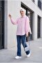Guipure Tasseled Raw Linen Look Balloon Sleeve Shirt - Powder - 3