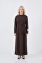 Dress with Sleeve Label Detail - Brown