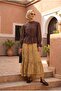 Hakim Collar Buttoned Waist-Tightening Blouse Patterned Elastic Waist Skirt Top-Down Set