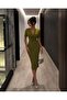Double Breasted Collar Short Sleeve Pencil Dress Pistachio Green 582868
