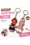 Sonny Angel Style 2-Piece Wooden Keychain Set - New York - Cute Bag Ornament in Pink Rabbit Costume