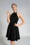 Young Girls Satin Black Lined Evening Dress Halter Neckline Elastic Back Above Knee Evening Dress Graduation Stylish Dress