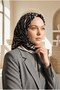 100% twill silk border wave pattern black - gray color 90x90 sewing method: hand stitched scarf - 2
