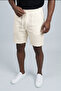 Men's Raw Linen Relaxed Fit Elastic Waist Linen Shorts K4003Kş - 3
