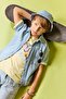100% Cotton Regular Fit Jean Short Sleeve Lapel Collar Blue Shirt Boys H7497A826Hs