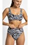Women's Zebra Patterned Black and White Strap Bikini Set - 3