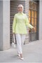 Striped Buttoned Modal Tunic with Side Laces - Light Yellow - 7