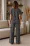 Women's Black Patterned Milan Knitted Short Sleeve Women's Pajama Set Is Made from Soft and Comfortable Milan Knitted Fabric. - 4
