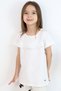 Girl's Short Sleeve T-Shirt with Guipure Embroidery Detail and Emblem, Ages 3-8, Ecru - 2
