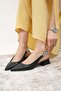 Sophie Black Color Open Back Stone Banded Women's Short Heeled Shoes