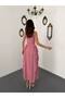 Women's Halter Neckline Waist-Slit Lined Midi Length Chiffon Dress - 3