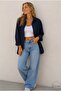Γυναικείο μακρυμάνικο μπλουζάκι μπλε Navy Oversize Basic - 6